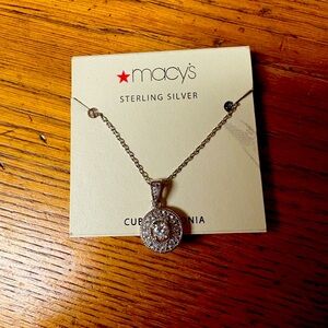 Sterling silver delicate necklace with cubic zirconia charm from Macy’s, NWT